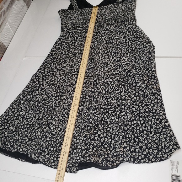 Ann Taylor Silk Dress Vintage 90s Y2k Womens 12 Floral Ditsy Sleeveless Black - Picture 11 of 16